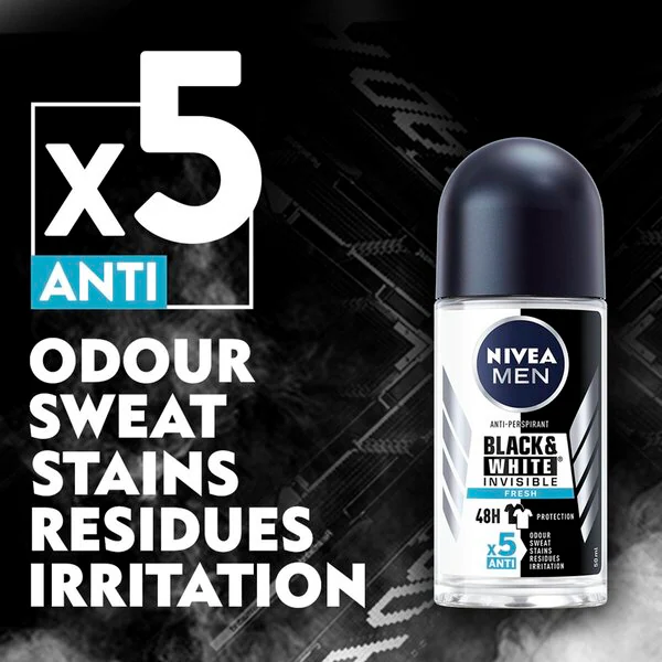 NIVEA Men Black & White Invisible Fresh izzadásgátló roller 50ml