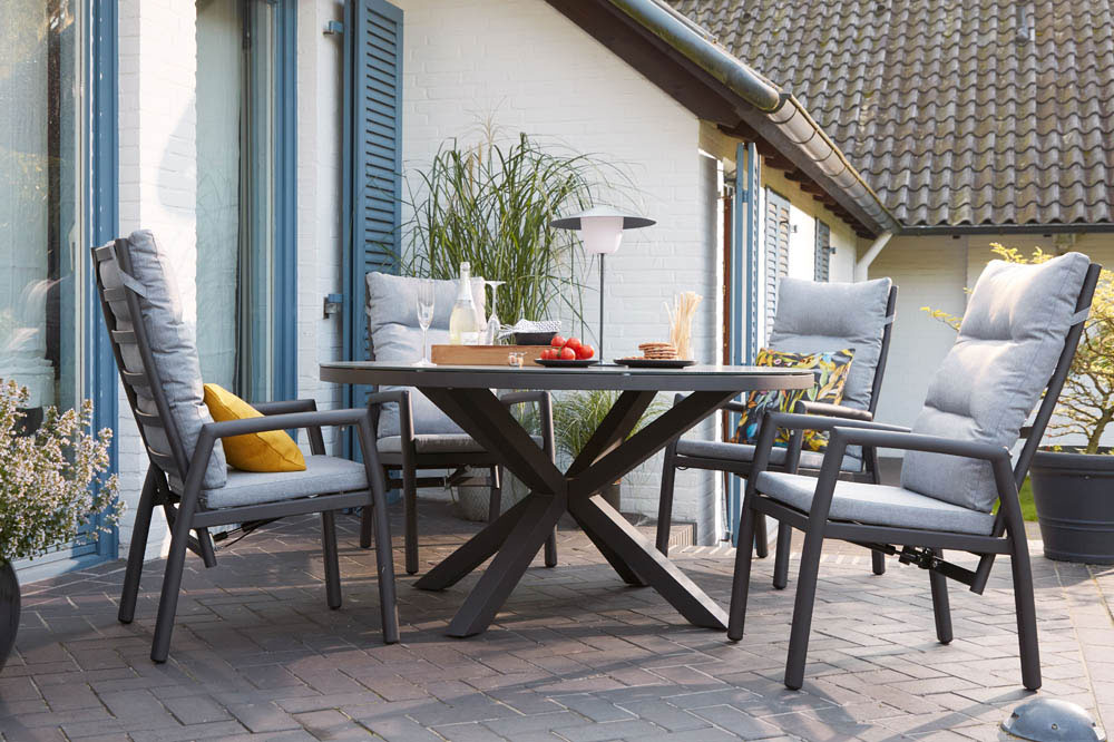 OUTDOORGartentisch rund x-Fuß