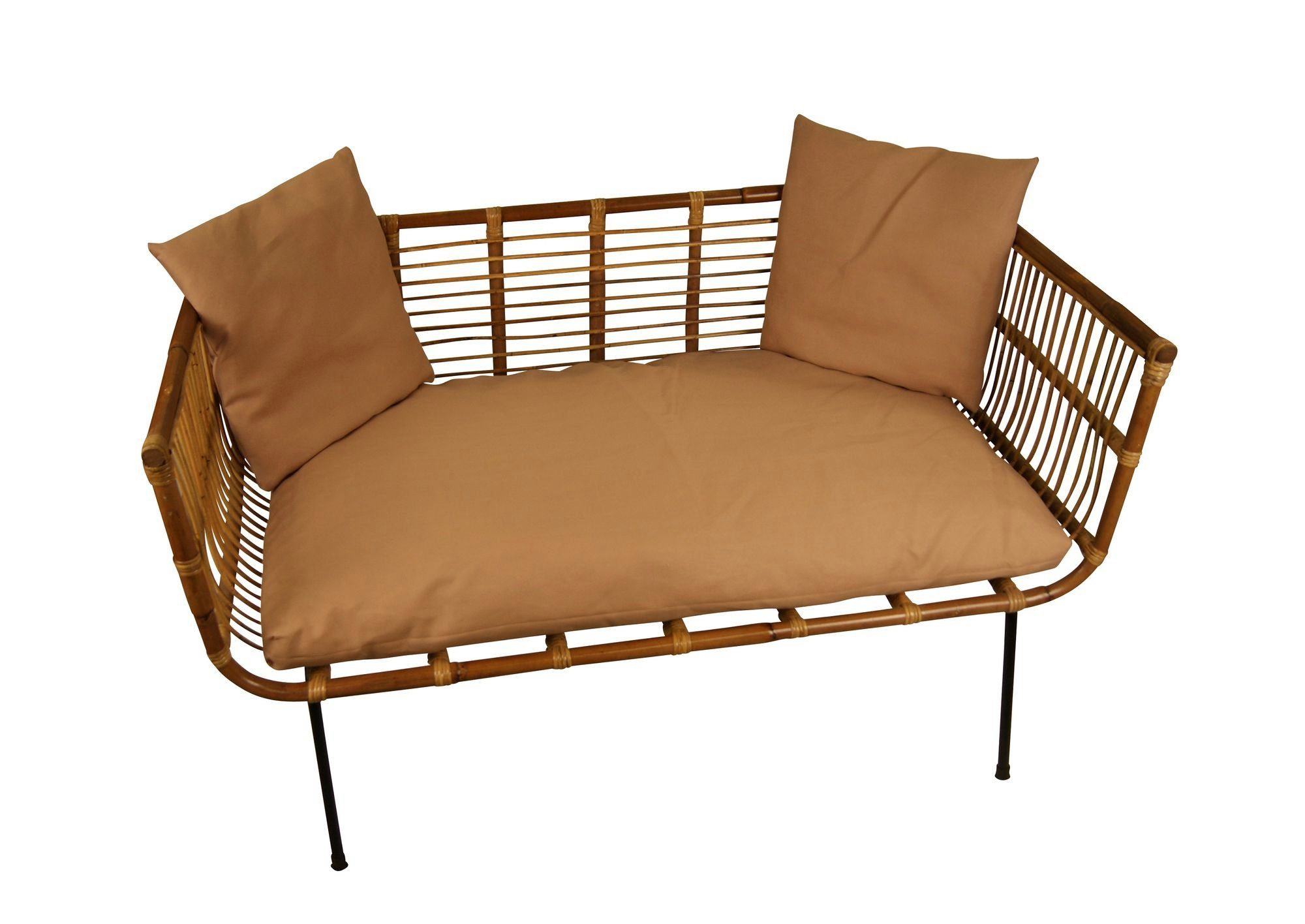 animal-design Rattanstuhl, Rattansofa BALI Korbsofa bequem und stylisch Retro Wohnzimmer Balkon Terrasse, inkl. Kissen