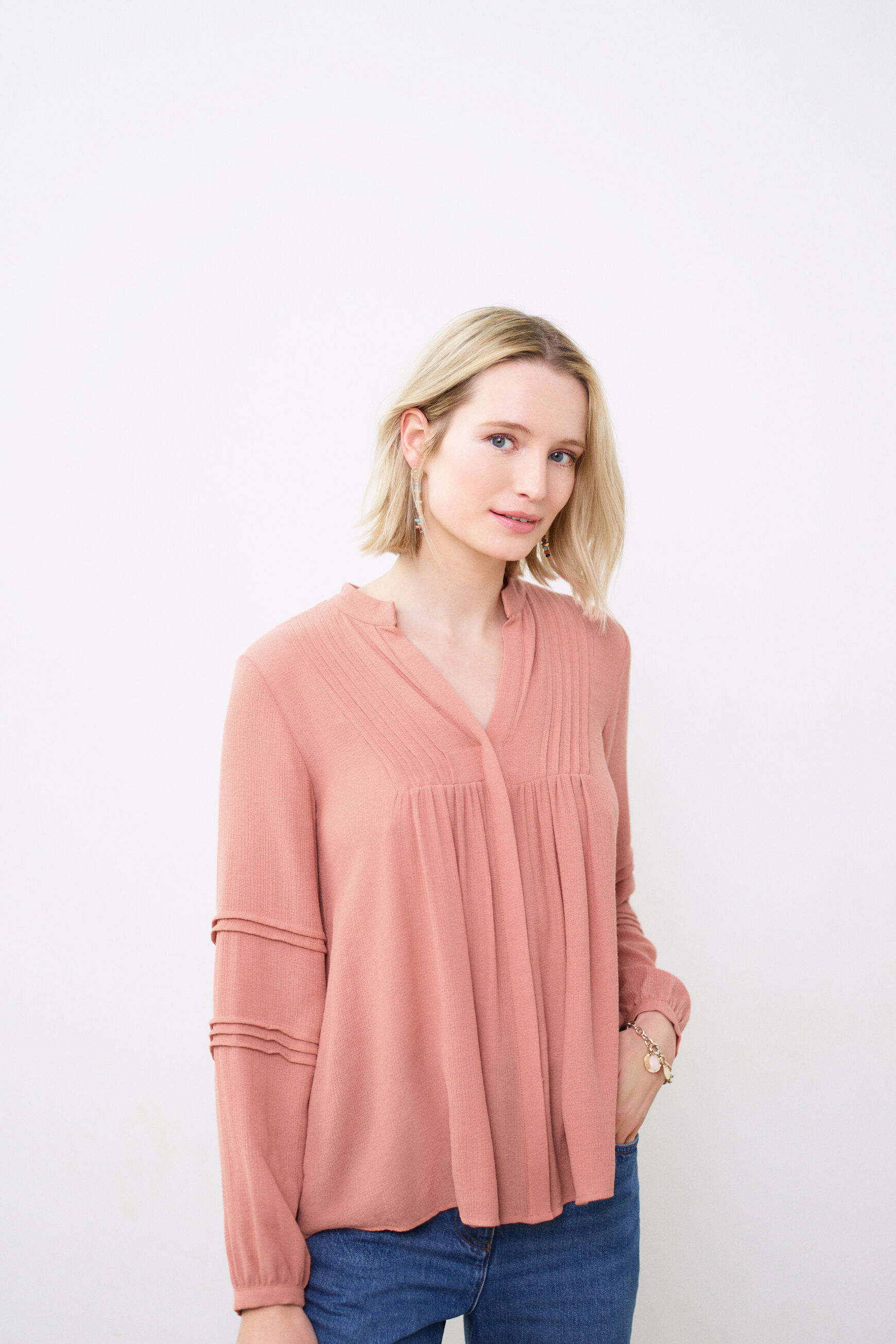 chemisier lea rose saumon femme