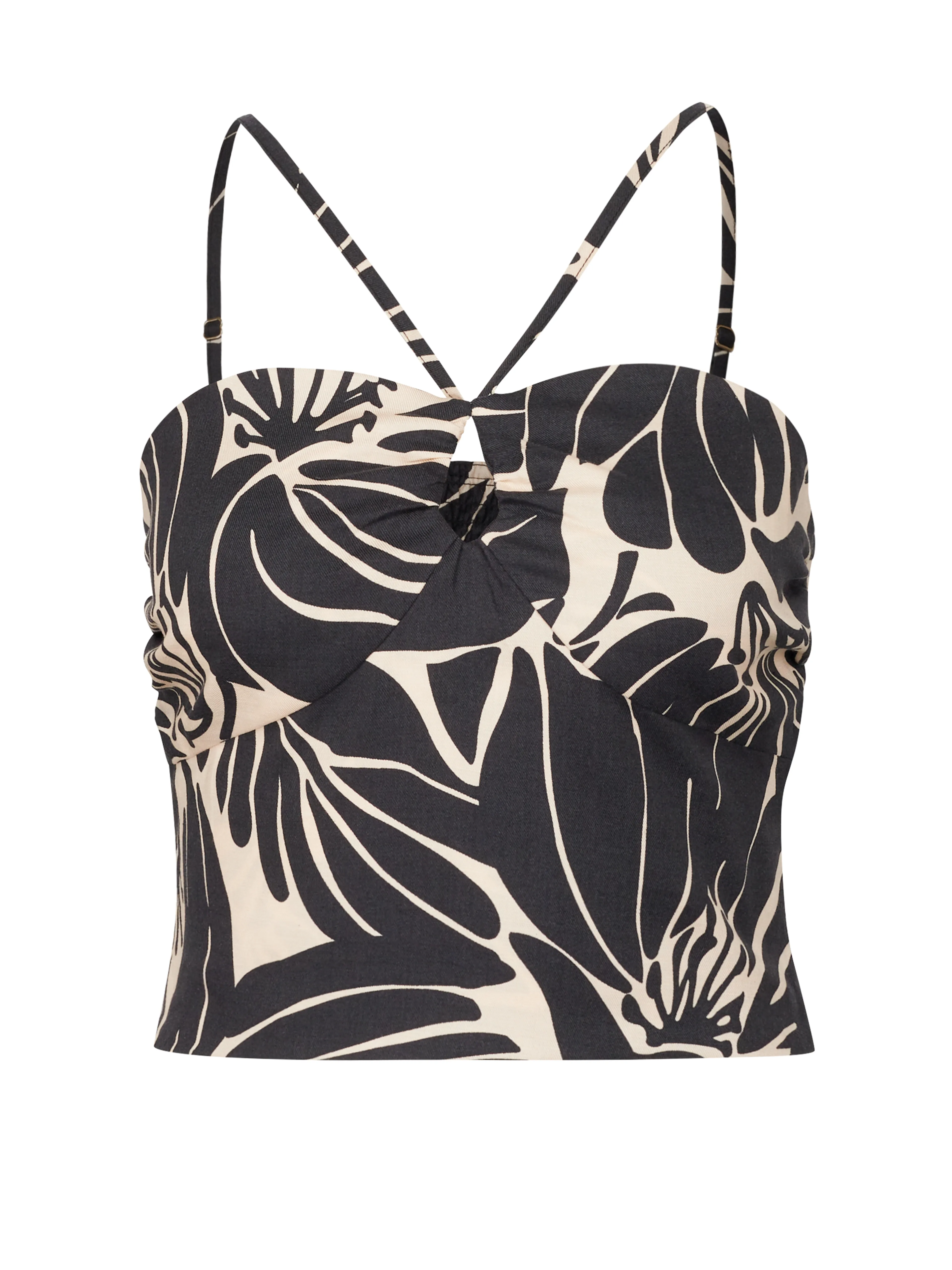 Schwarzes gemustertes Damen-Crop-Tank-Top ORSAY