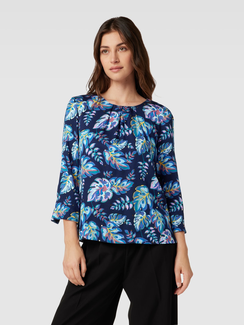Blusenshirt mit floralem Muster Modell 'Laila' in dunkelblau