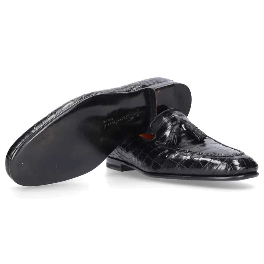 Santoni - Loafer 15608 Krokodilleder - schwarz