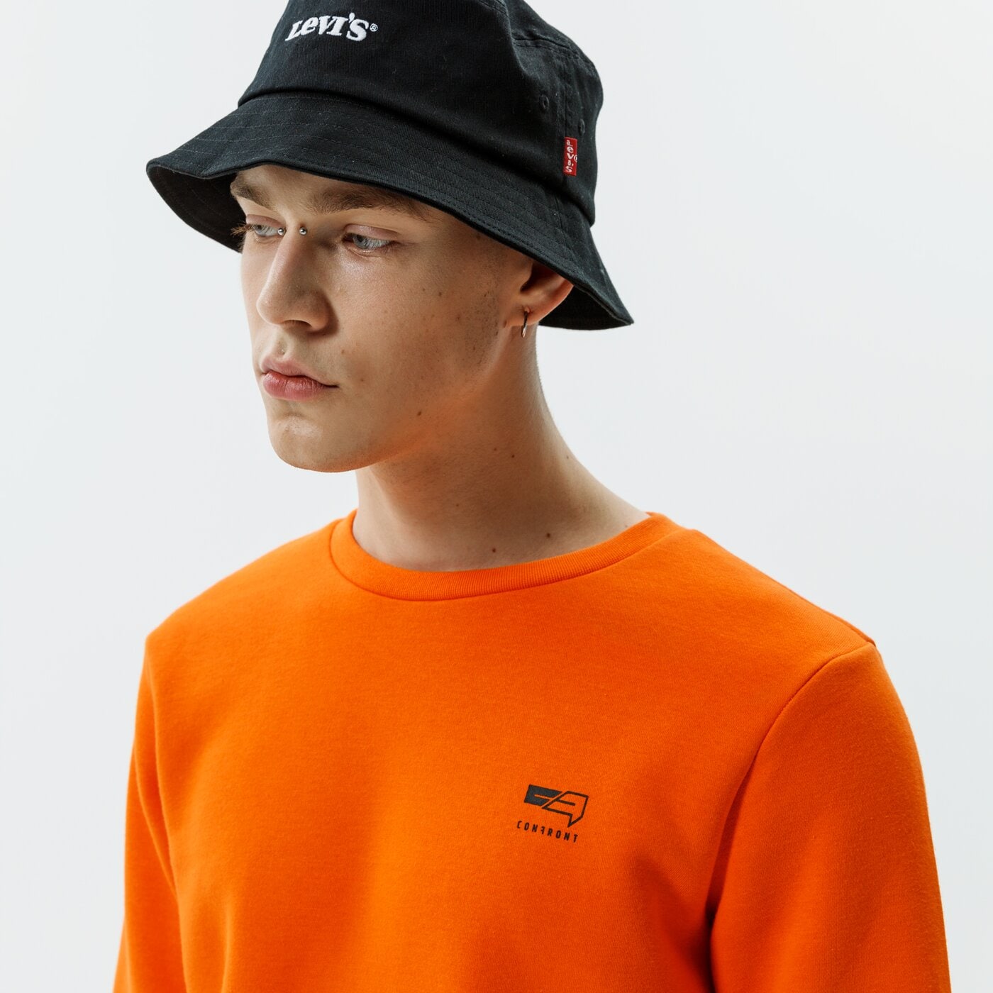 CONFRONT SWEATSHIRT SMALL LOGO CREW ORANGE Orange