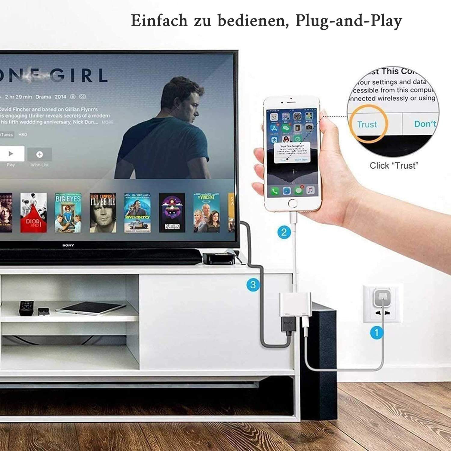 GelldG Bewässerungssystem Lightning Digital AV Adapter, Lightning zu HDMI Sync Bildschirm