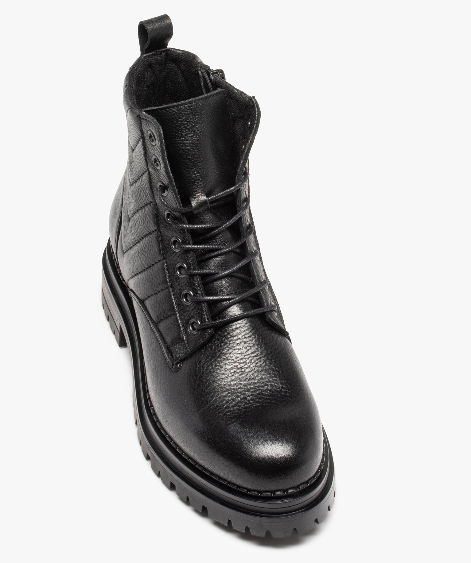 Bottines femme unies dessus cuir à semelle crantée - Tanéo noir | GEMO