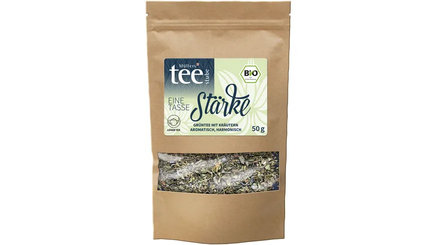 Müllers Teestube Bio Grüntee mit Kräutern Eine Tasse Stärke 50 g