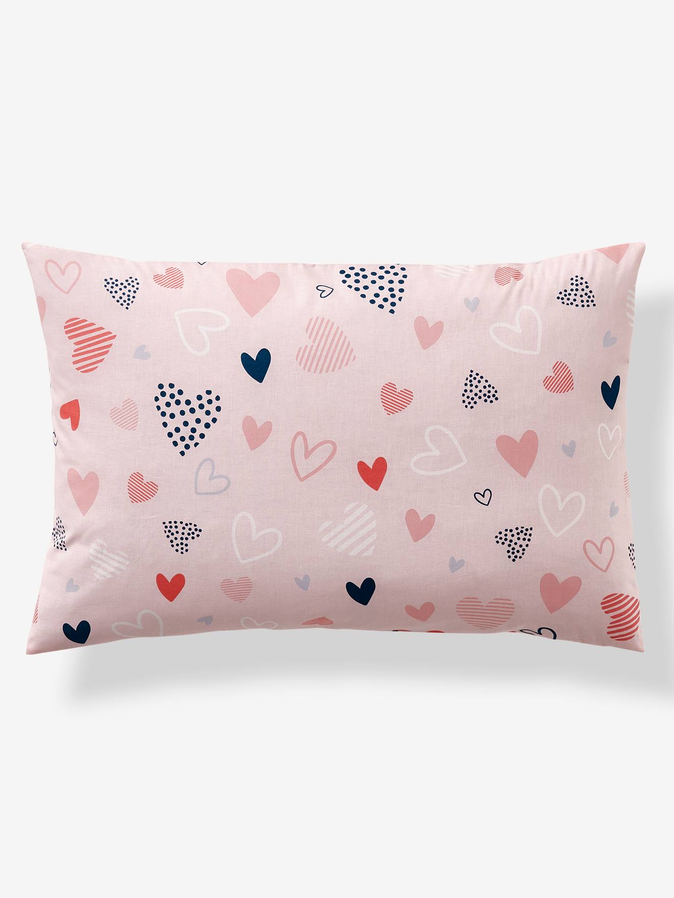 Vertbaudet Kinder Bettwäsche-Set FRÖHLICHE HERZEN Oeko-Tex - rosa/mehrfarbig bedruckt