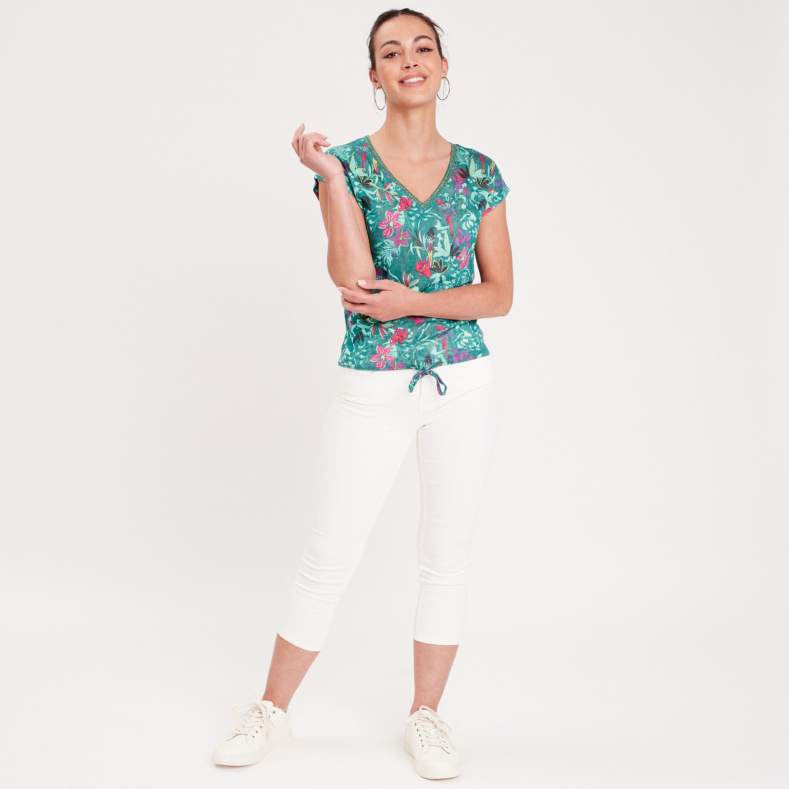 T-shirt manches courtes vert femme | Cache Cache