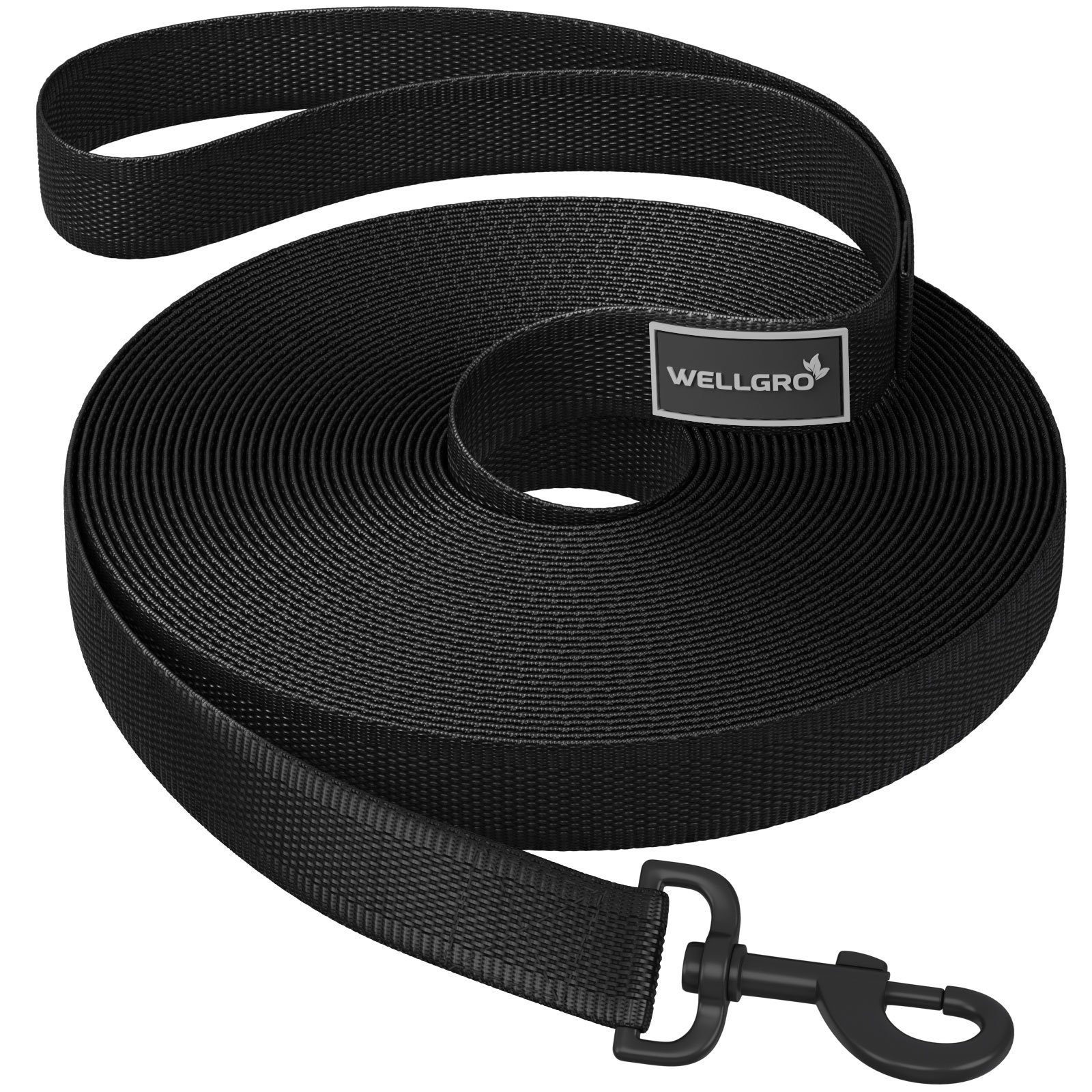 Wellgro Hundeleine Schleppleine für Hunde mit Handschlaufe Metallkarabiner