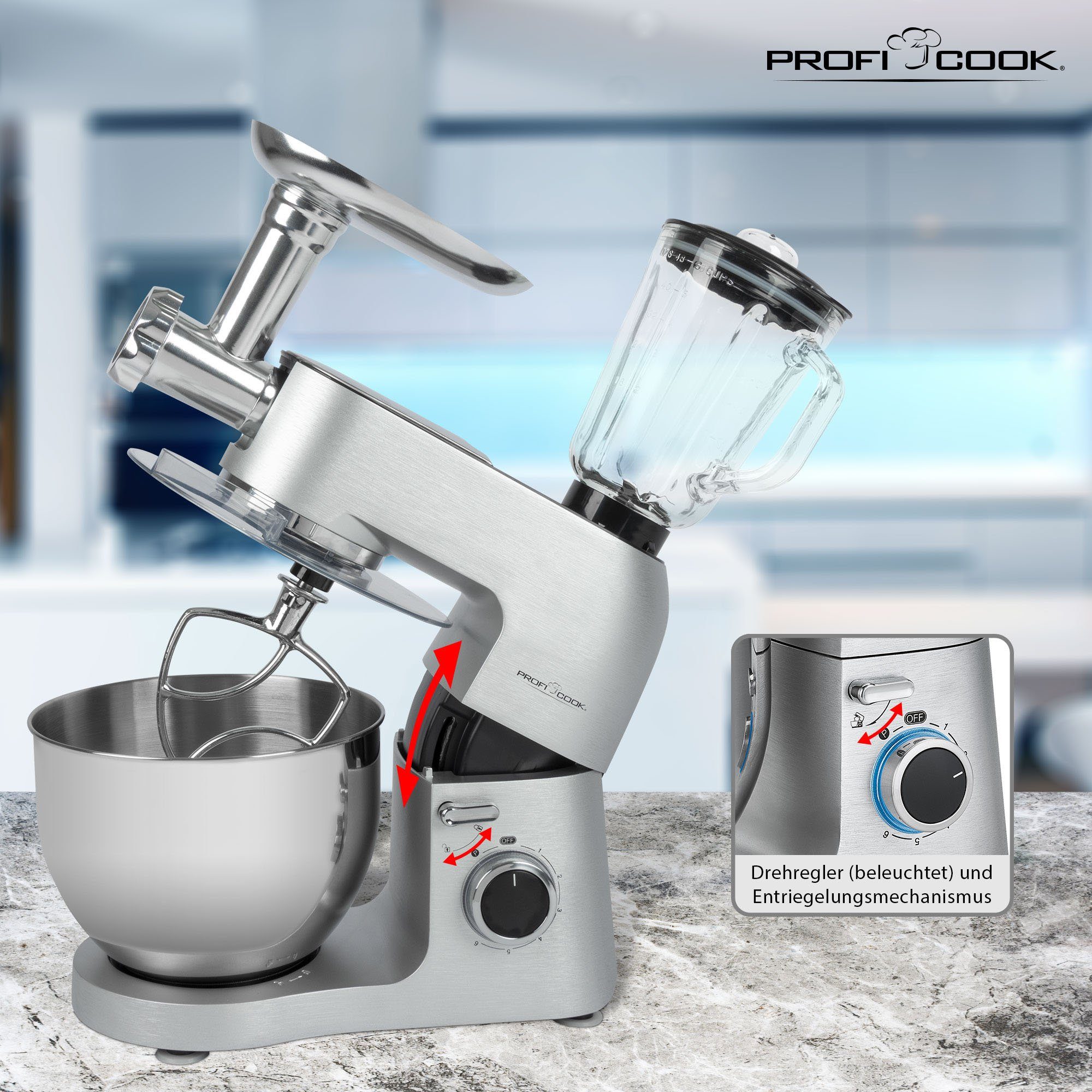 ProfiCook Küchenmaschine PC-KM 1189, 1500 W, 6,7 l Schüssel