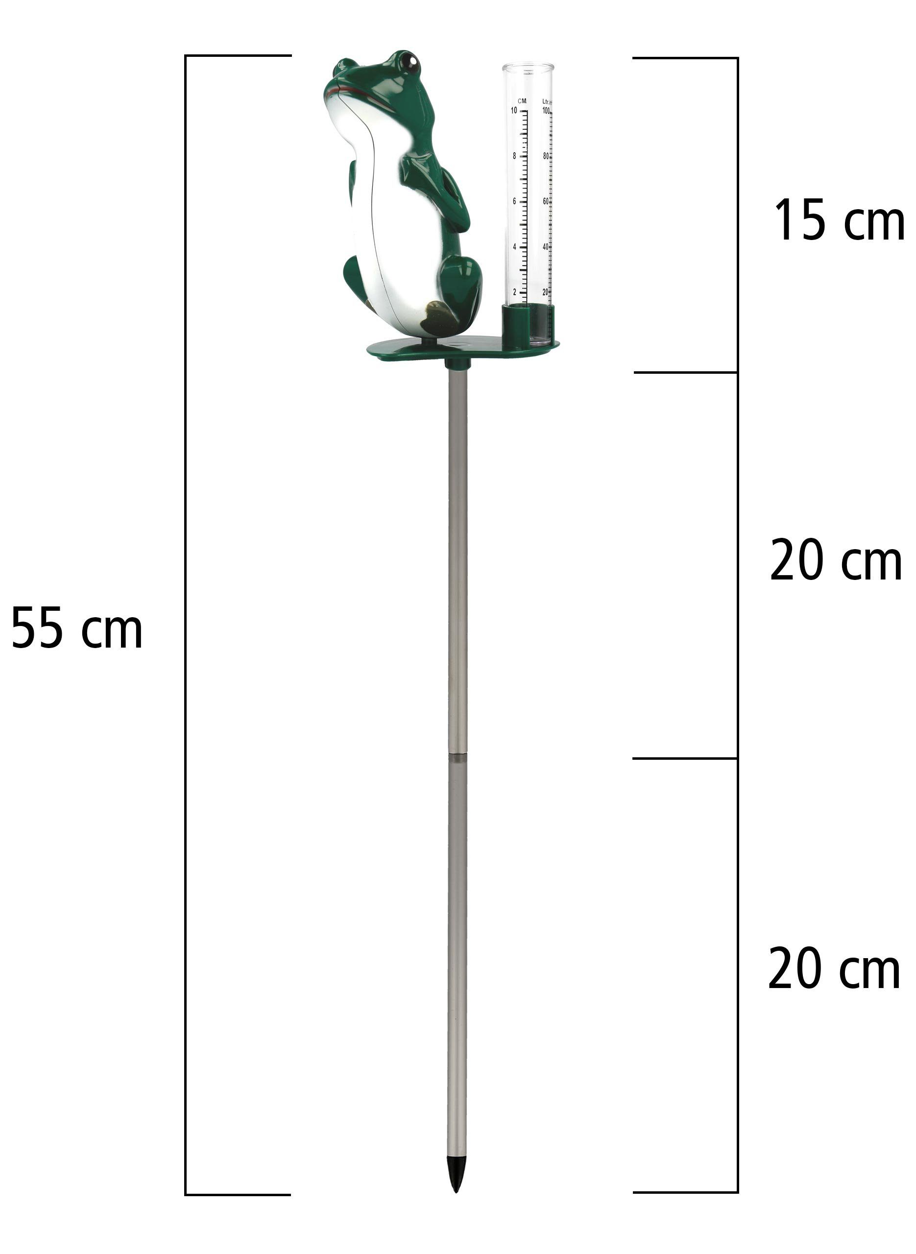 Lantelme Regenmesser Frosch und Gartenthermometer Sonne Regenmesser (Metall Erdspieße, inkl. 2x 40cm Erdspieß Metall)
