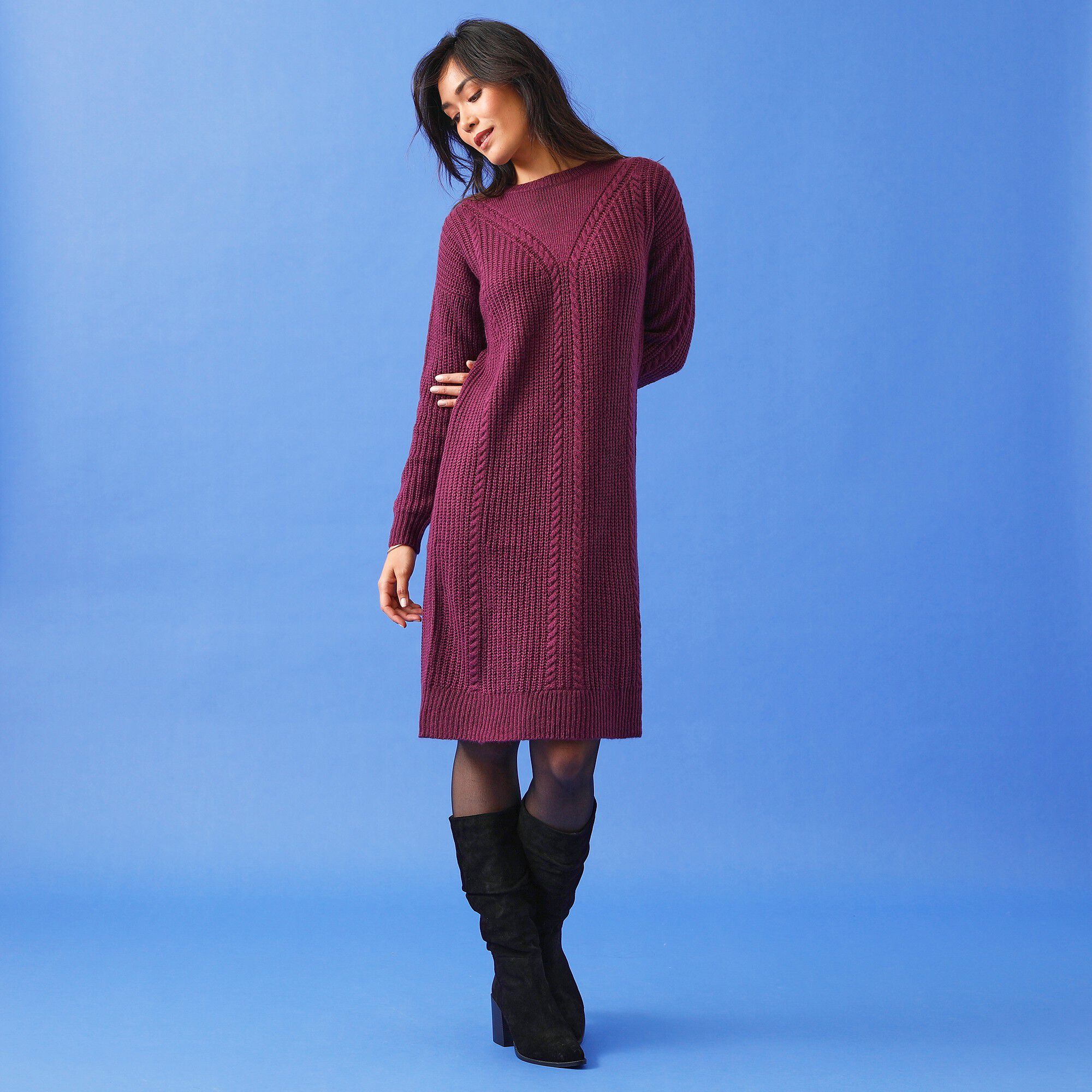 Robe pull maille torsadée