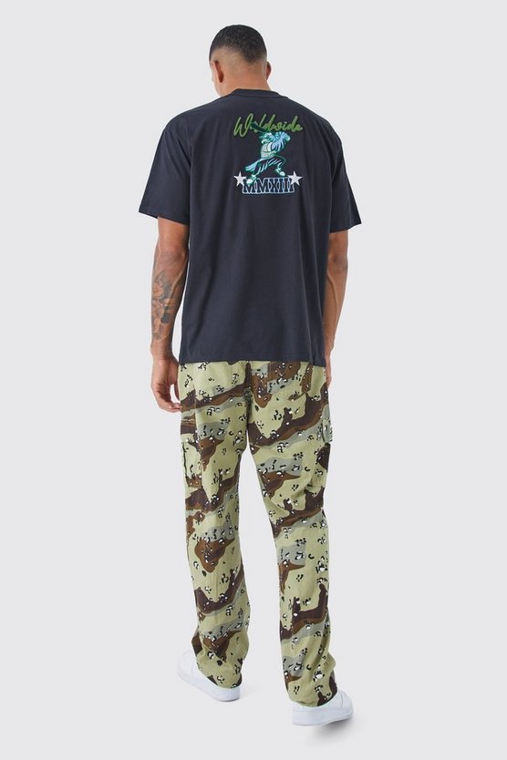 Tall lockere Camouflage Cargo-Hose mit Schnür-Detail