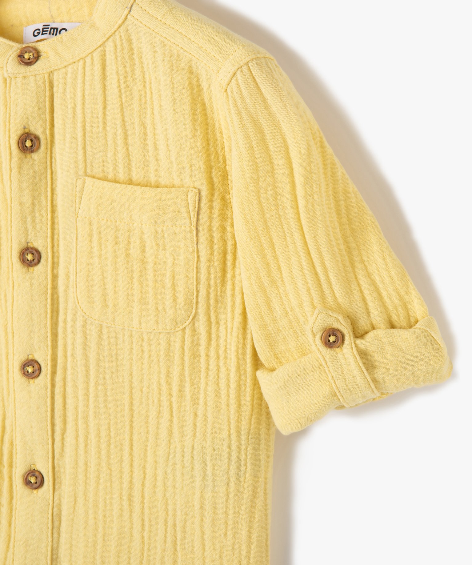 Chemise bébé Garçon à manches longues en double gaze jaune | GEMO