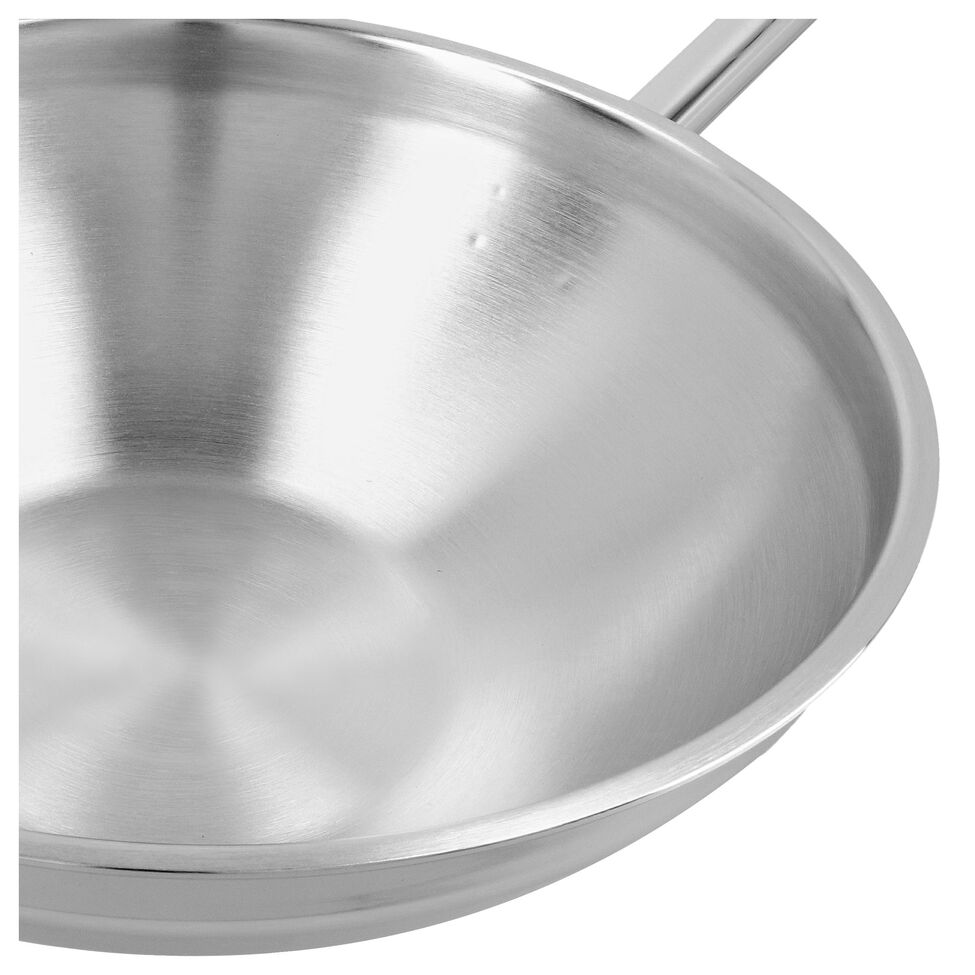 Wok flacher Boden 36 cm, 18/10 Edelstahl
