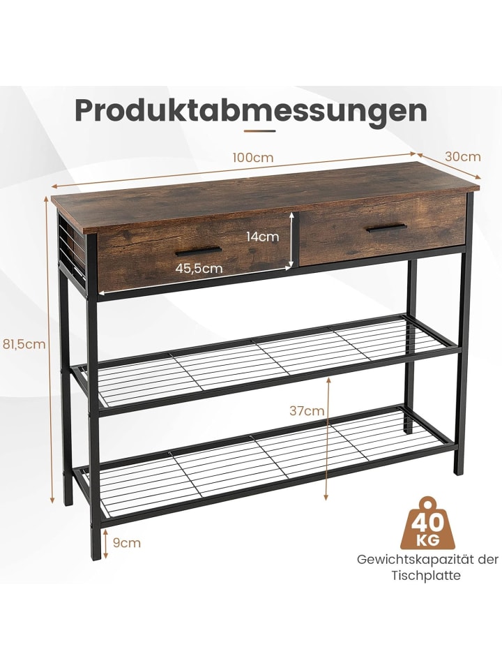 COSTWAY Konsolentisch 100 x 30 x 81,5 cm in Braun günstig kaufen onesize