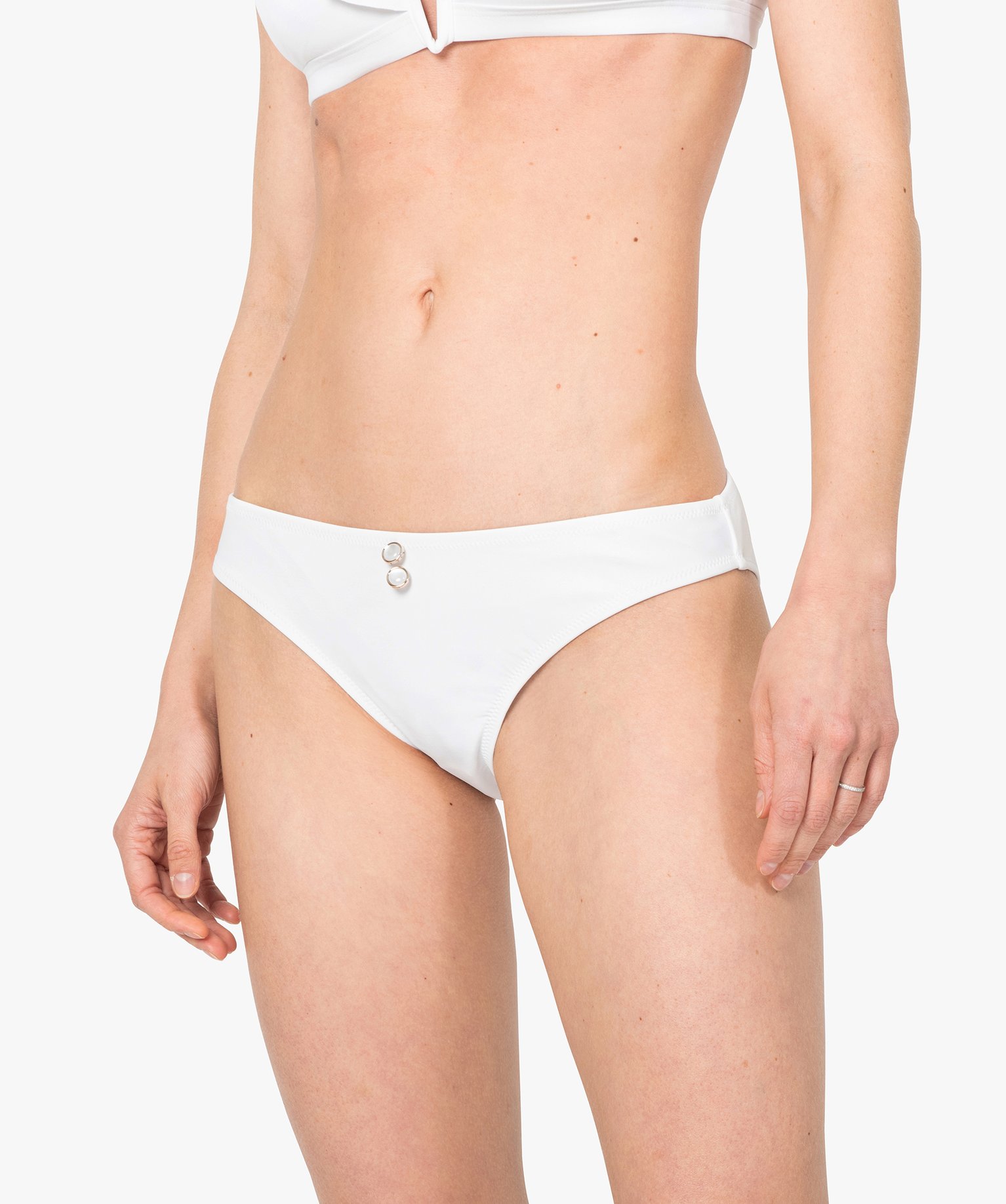 Bas de maillot de bain femme forme slip avec boutons fantaisie blanc | GEMO