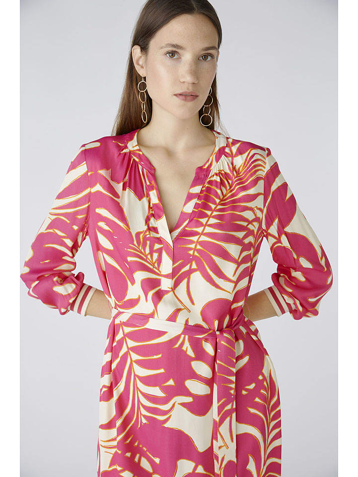 Oui Kleid in Pink/ Creme günstig kaufen