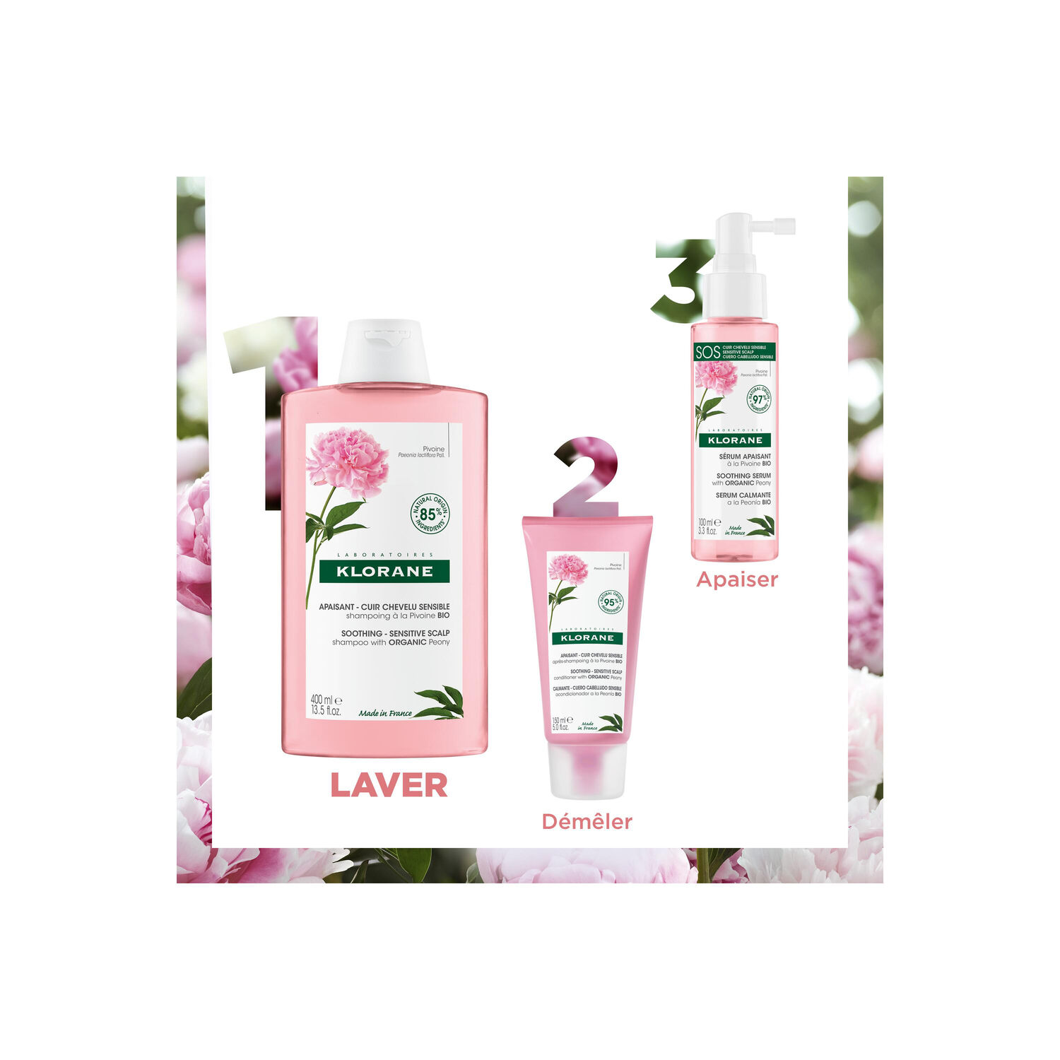 Klorane Shampoing Apaisant à la Pivoine - Cuir Chevelu Sensible