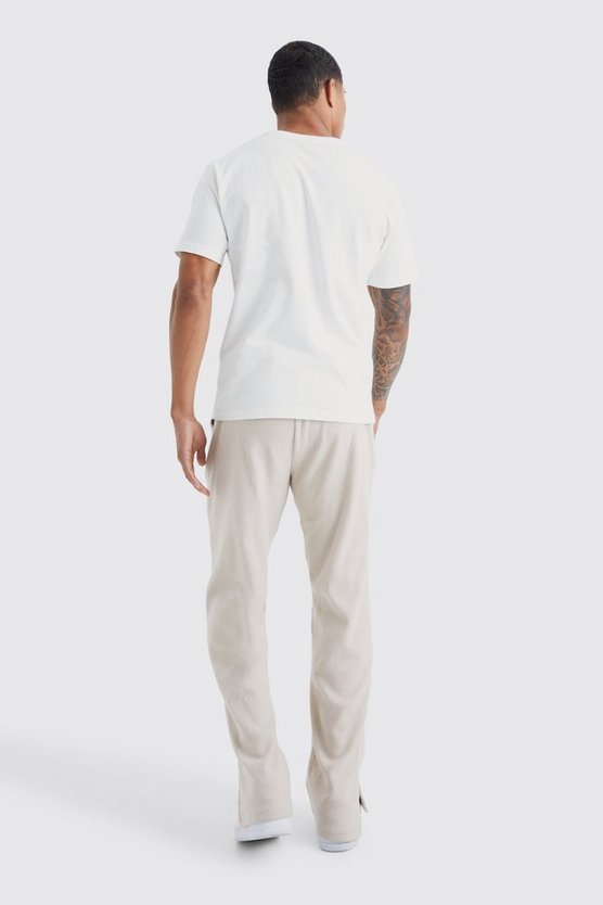 Lockere gerippte Ottoman Jogginghose mit geteiltem Saum