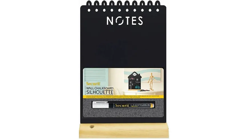Securit® Tischkreidetafel NOTES schwarz mit Securit® Kreidemarker weiss