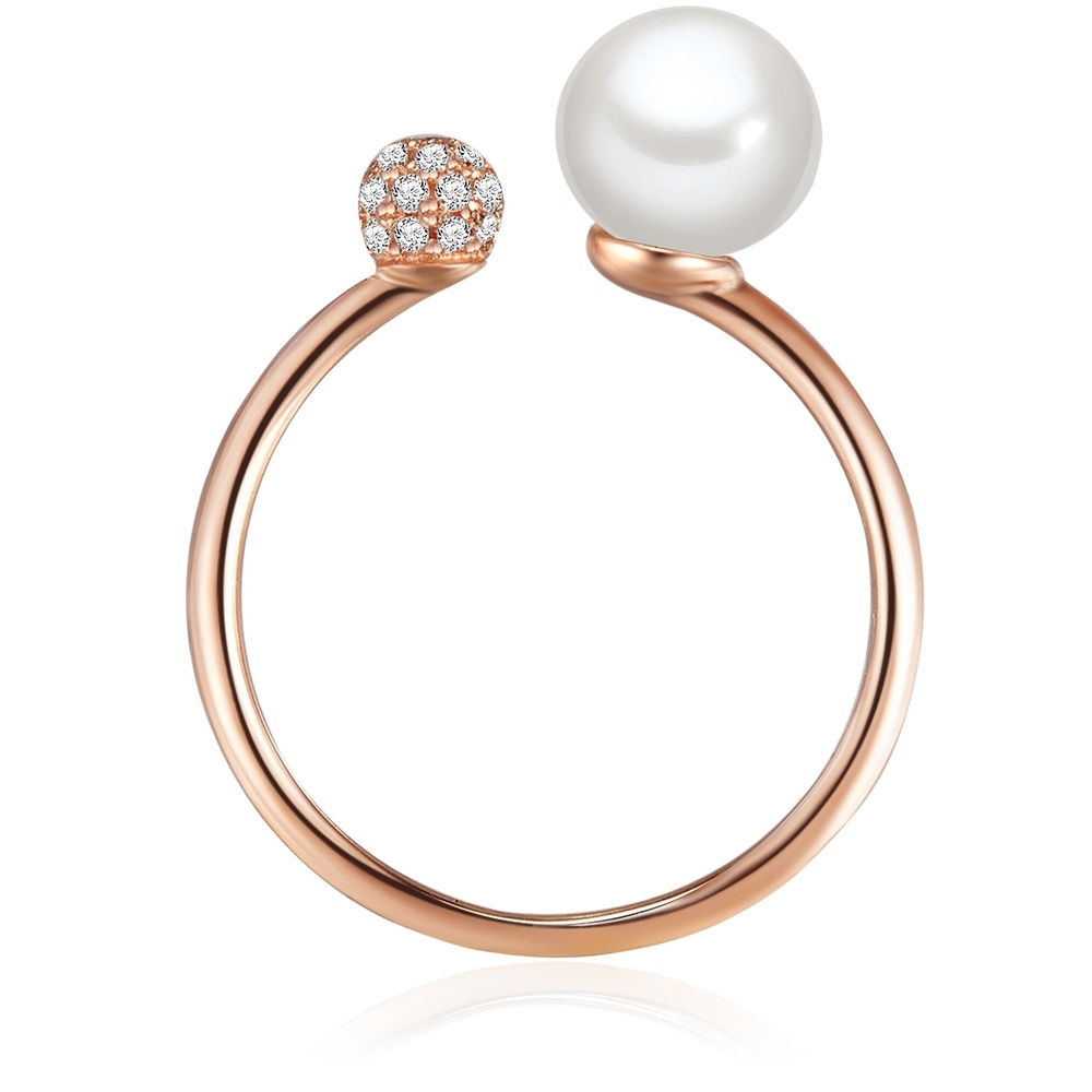 Valero Pearls Bague Argent sterling Oxyde de zirconium (CZ) Perle de culture d'eau douce en Or  Bague