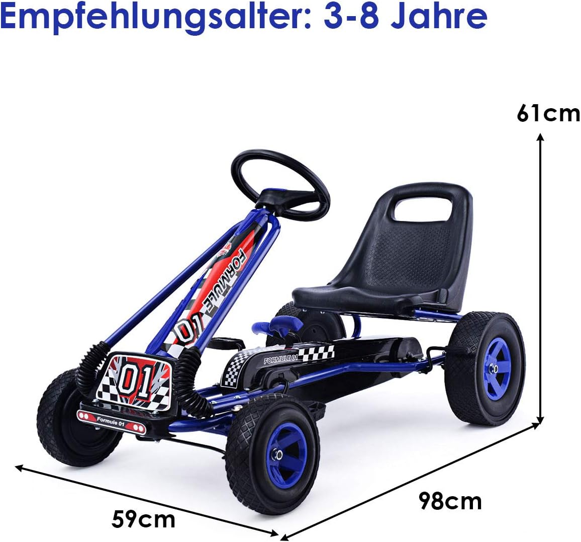 Costway Gokart mit Handbremse und verstellbarem Sitz
