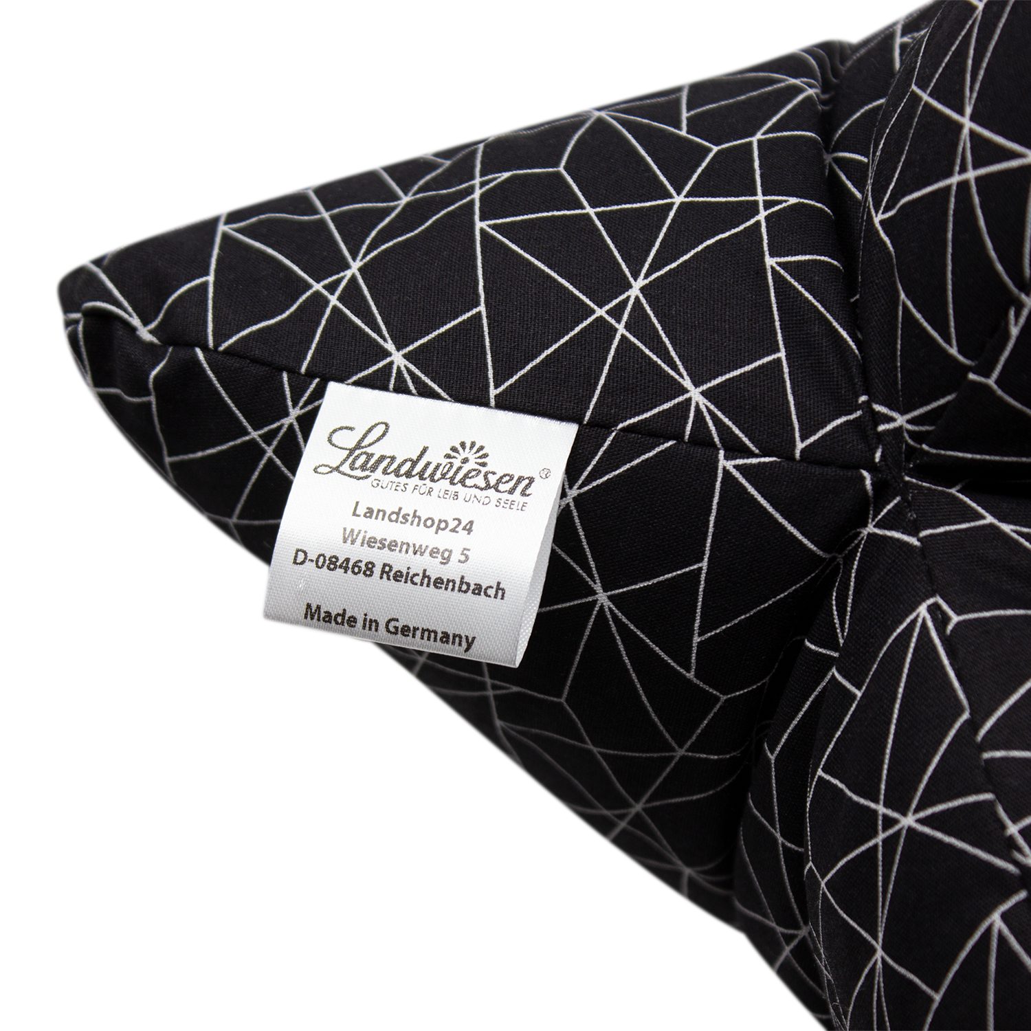 Nackenstützkissen Leseknochen Nackenkissen schwarz mit Netzmuster 40 x 20 cm, Landwiesen, Füllung: 100% Kugelfaser
