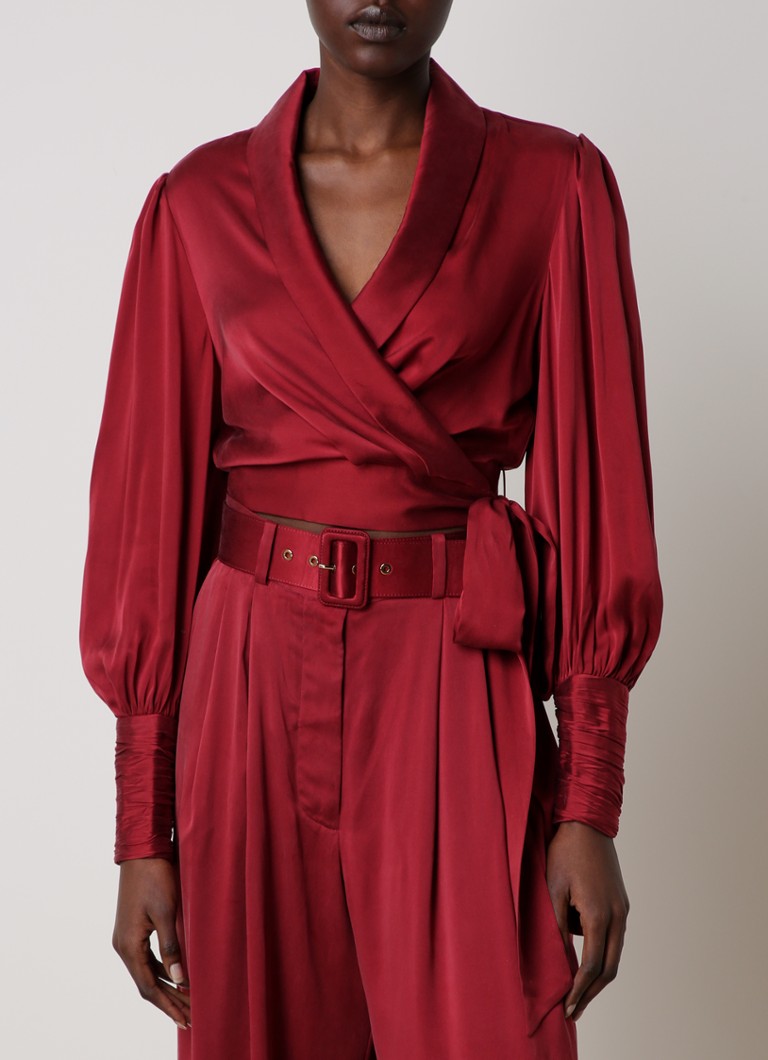 Zimmermann silk wrap top with balloon sleeves