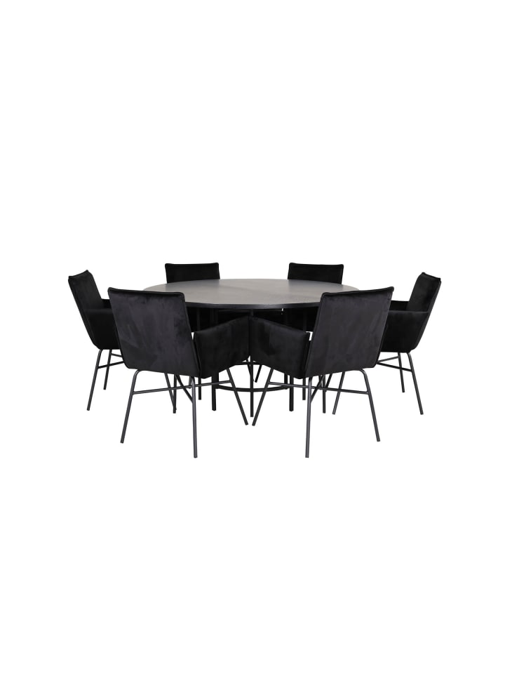 ebuy24 Essgruppe Copenhagen (7-teilig) Schwarz 140 x 140 cm günstig kaufen onesize