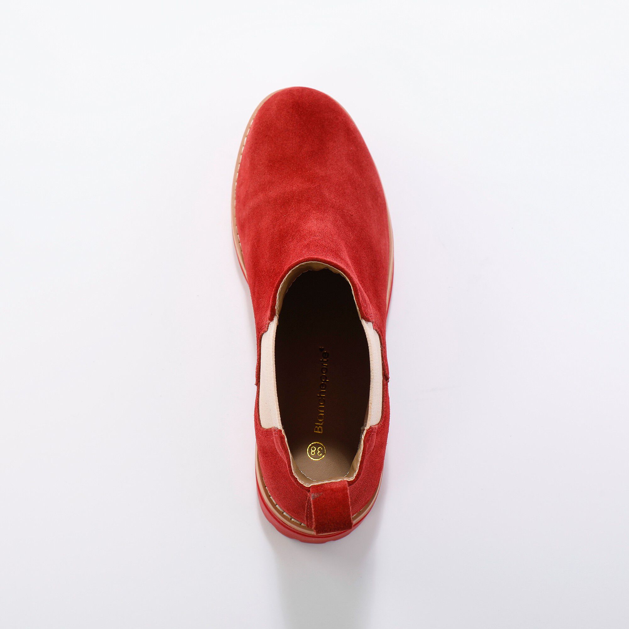 Boots chelsea croûte de cuir, semelle crantée épaisse