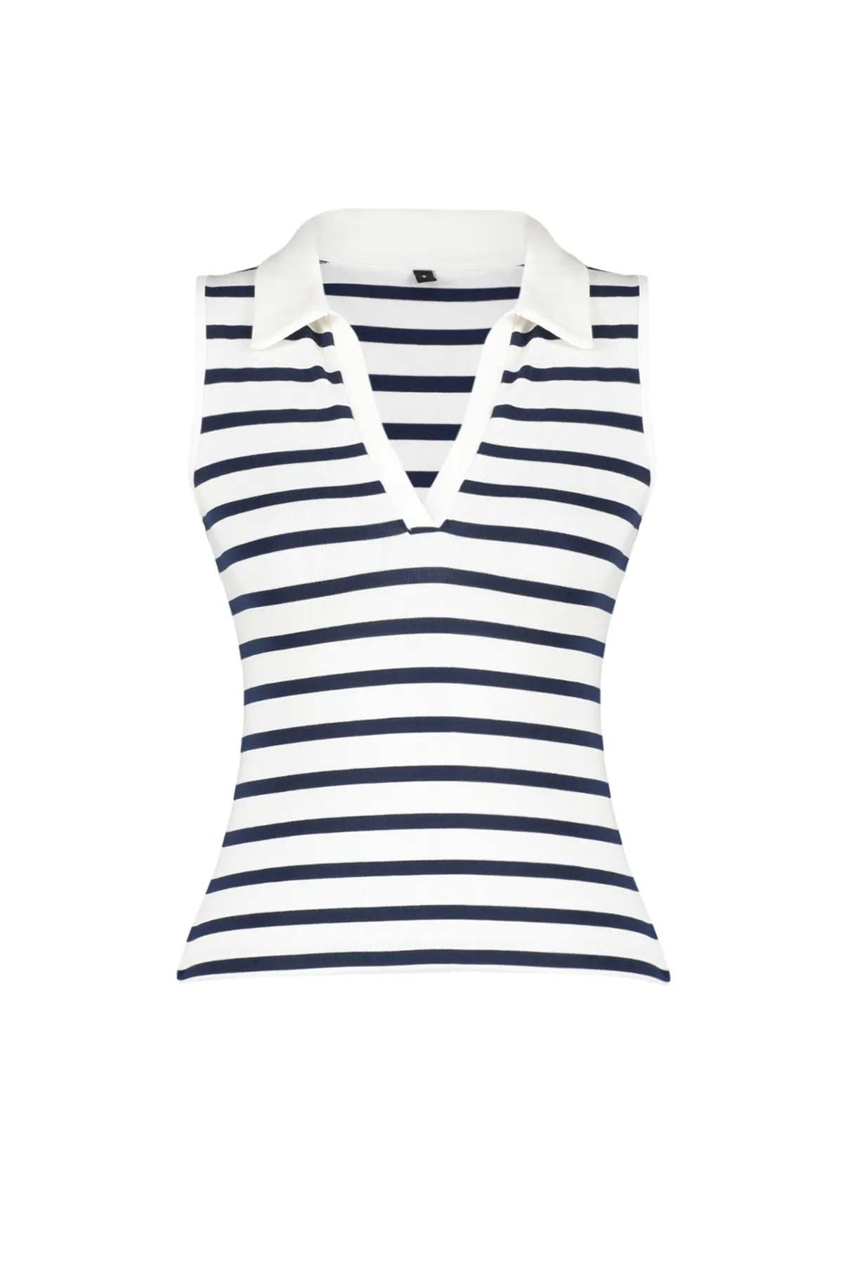 Trendyol Collection  Navy Blue*001 Figurbetonte/figurbetonte Stretch-Strickbluse mit Polokragen TWOSS24BZ00517