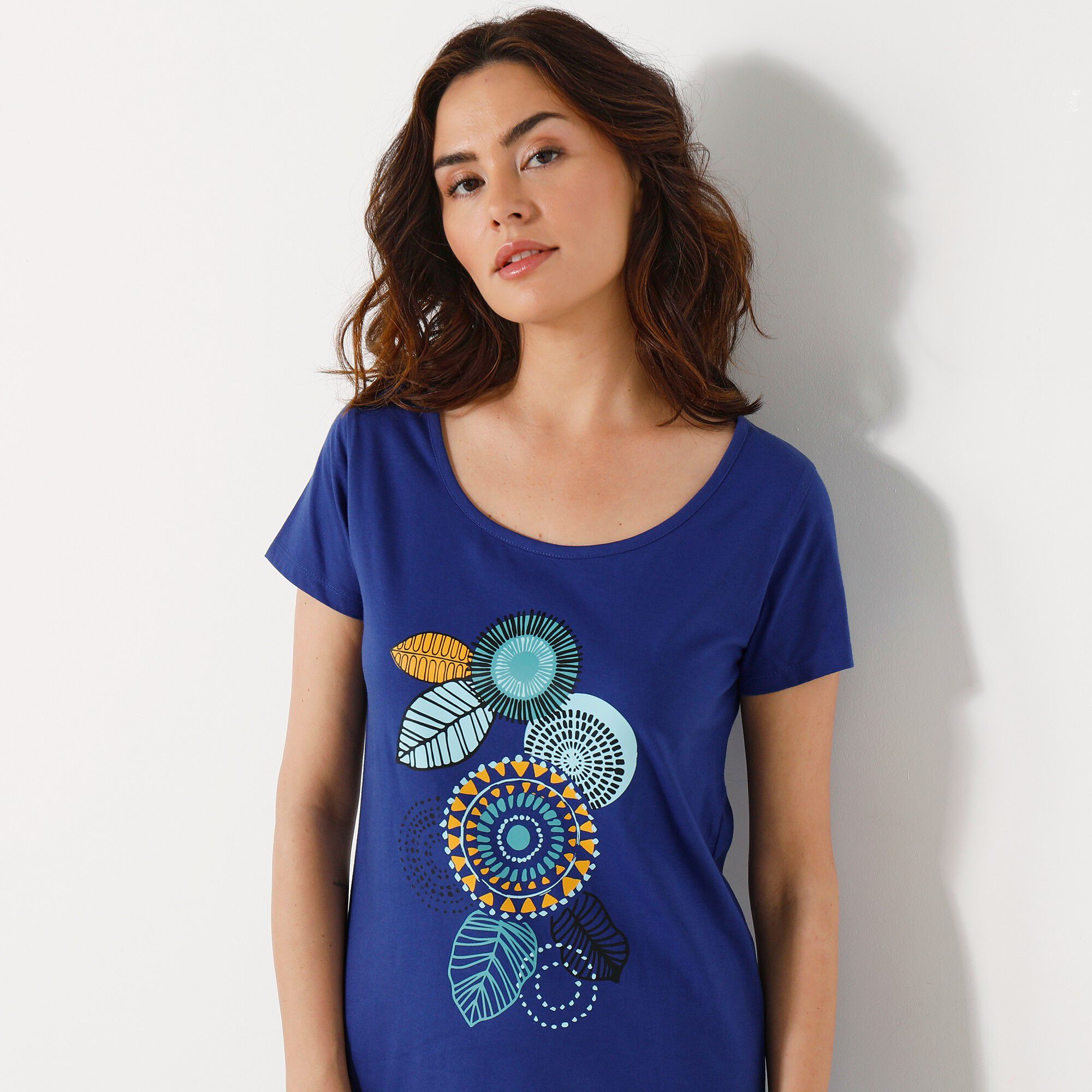Chemise de nuit courte manches courtes motif 