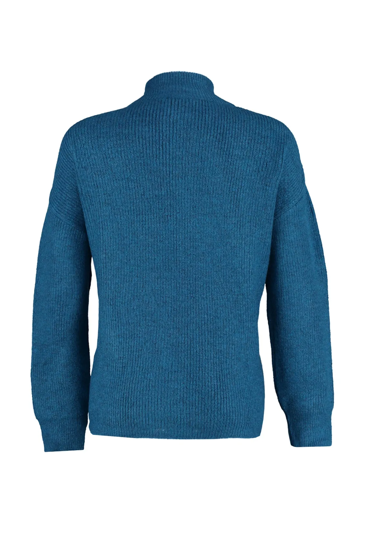 Trendyol Collection  Blauer Strickpullover mit weicher Struktur und Reißverschluss TWOAW20XS0009