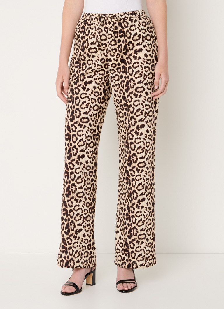 Pantaloni Refined Department a vita alta e gamba larga con stampa leopardata e tasche laterali.