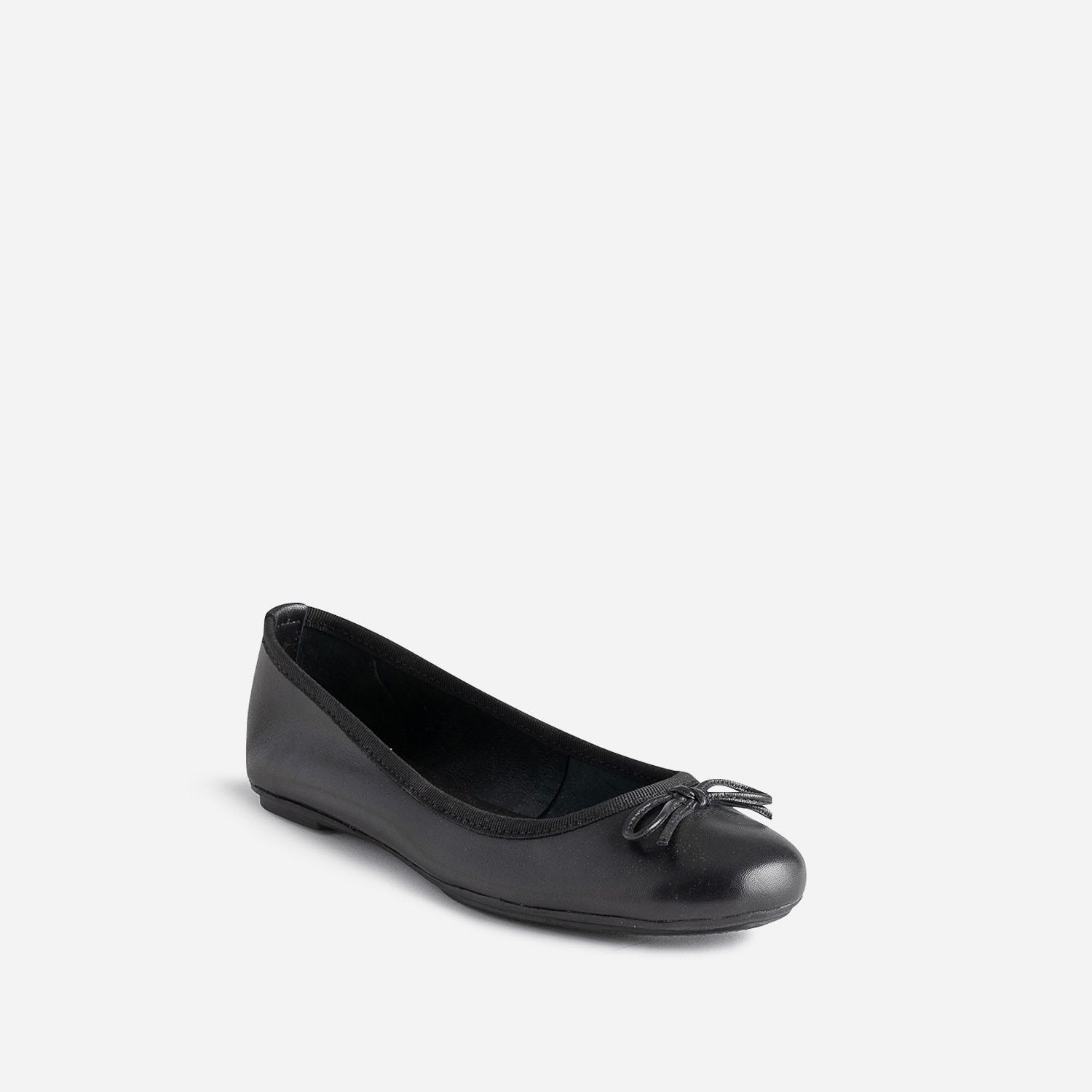 Ballerine noire en cuir avec noeud