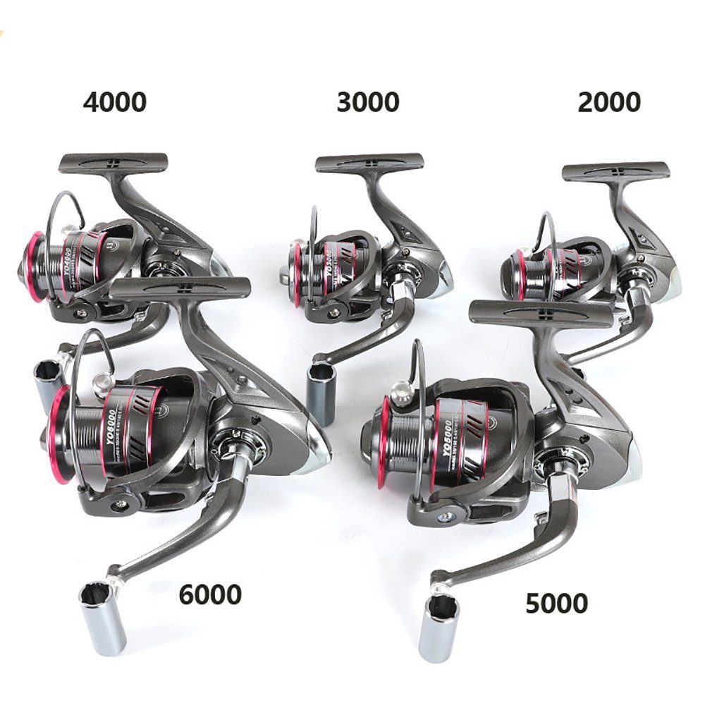 SCOSPORT Stationärrolle Vollmetall Angelrolle Casting Spinnrolle Angelrolle Seerute Rolle, 6 Größen zur Auswahl), 5,2:1 Getriebeübersetzung