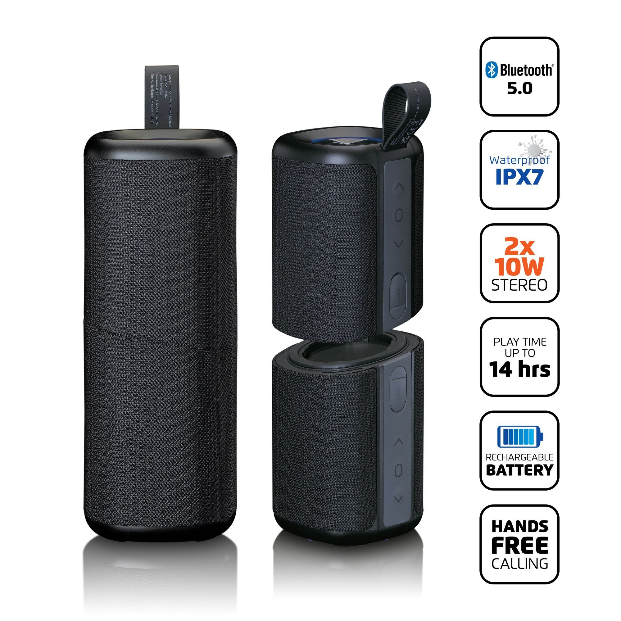 Lenco BTP-400BK 2 in 1 Bluetooth Lautsprecher