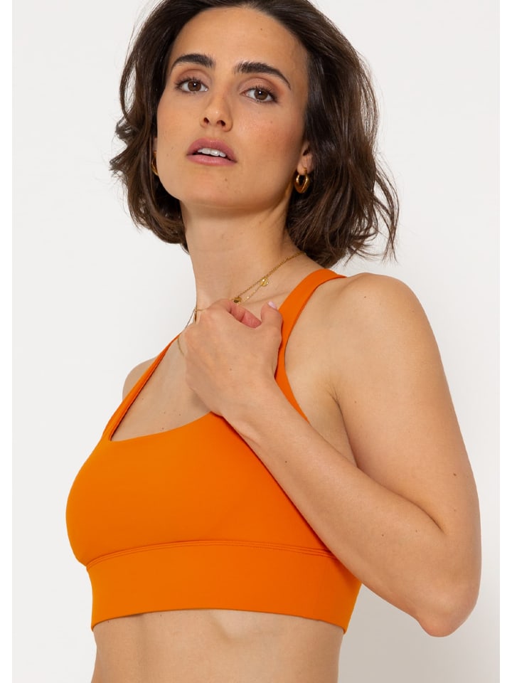 SASSYCLASSY Crop Sport-BH mit Kreuz Rücken in Orange günstig kaufen