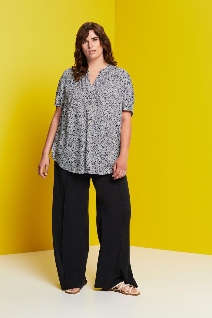 CURVY Gemusterte Bluse, LENZING™ ECOVERO™