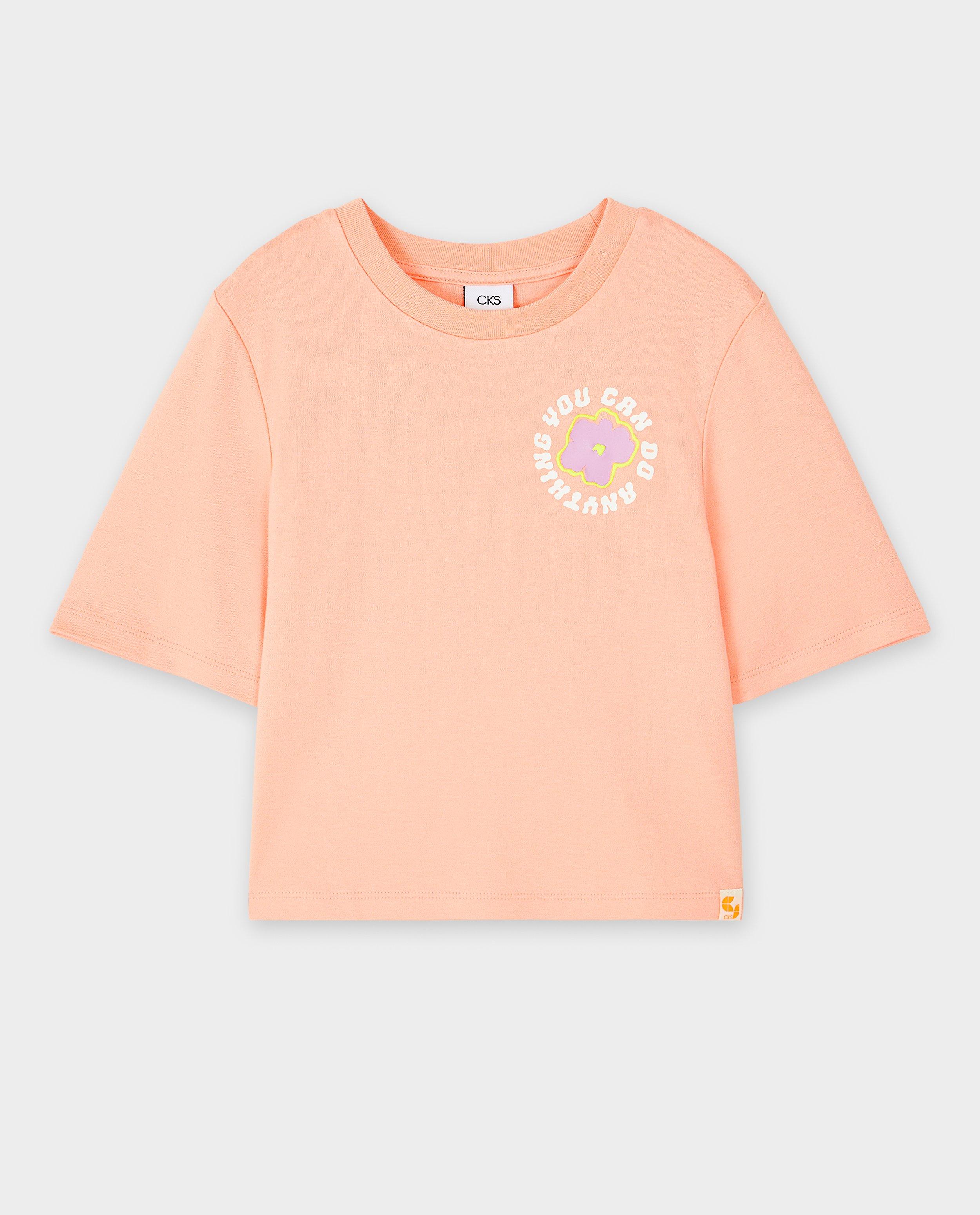 Tricou CKS cu floare brodată, Ocazii speciale portocaliu aprins