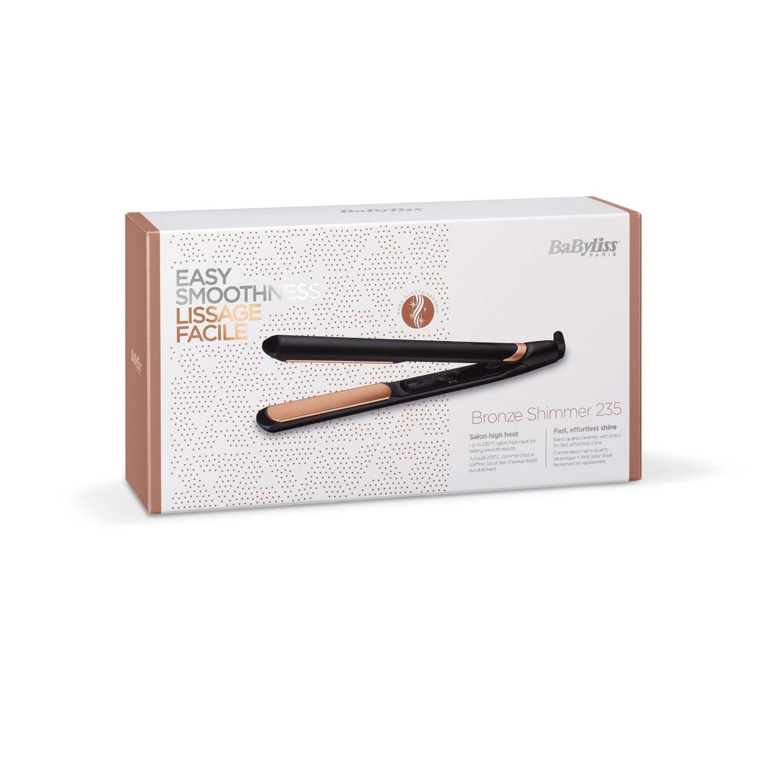 Prostownica do włosów BaByliss ST598E - Jasny brąz 235 z nanokwarcem i ceramiką
