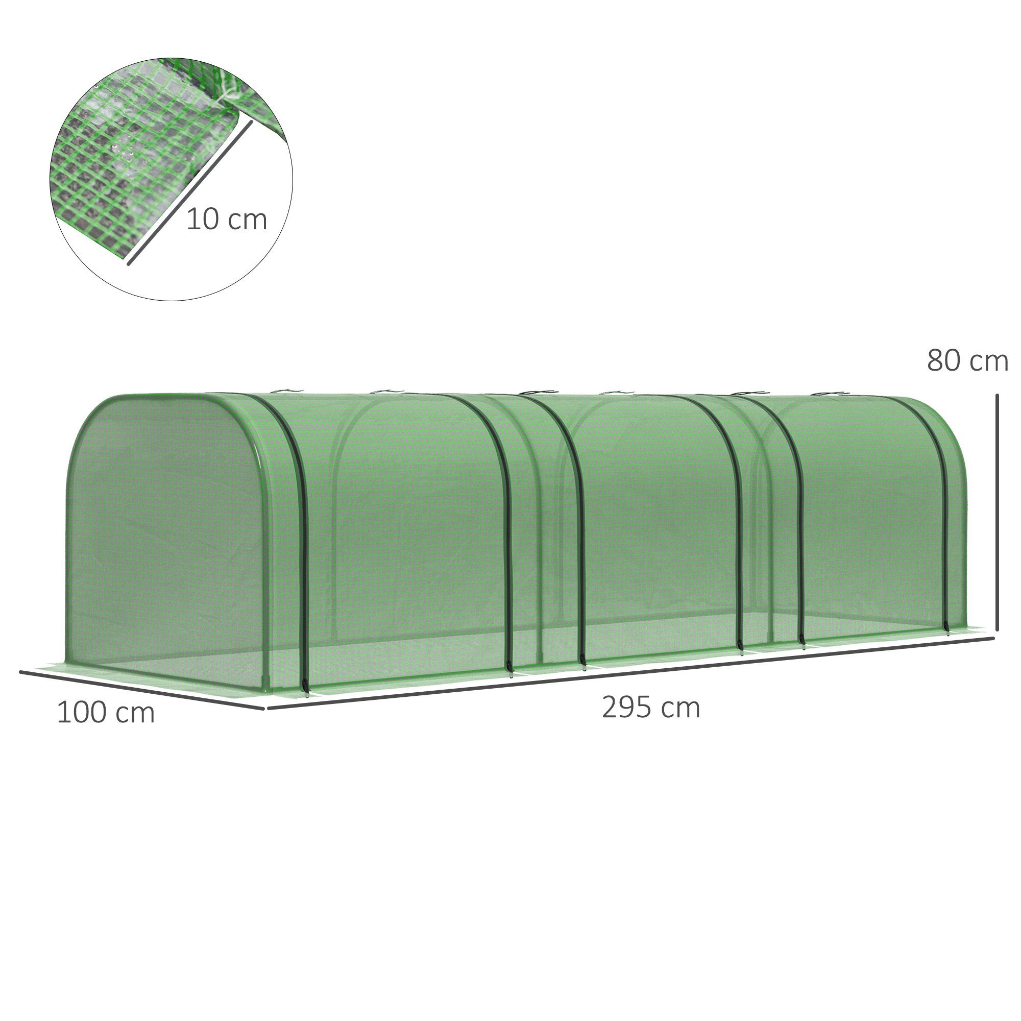 Outsunny Foliengewächshaus, BxTxH: 100 x 295 x 80 cm, 0 mm Wandstärke, Set, Gewächshaus, Treibhaus mit Tür
