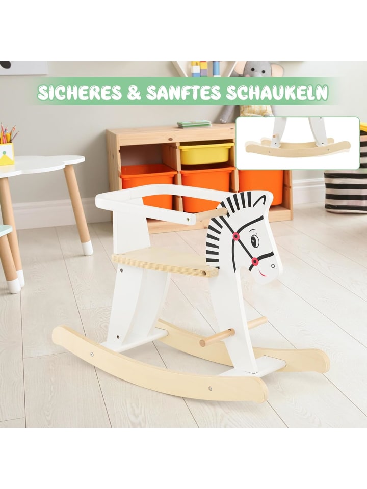 COSTWAY 2 in 1 Zebra Schaukelpferd in Weiß günstig kaufen 48 cm