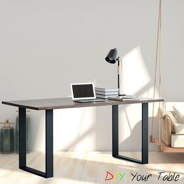 Melko Tischbein Tischbeine Tischgestell Tischkufen Möbelfuß 2er-Set Hairpin Leg Tischfüße aus Stahl in Schwarz Haarnadelbeine Esstisch Stützfuß Ständer Tischuntergestell HiFi Doppelt Lautsprecher Couchtisch Bankkufen Design Rechteck Industriedesign,