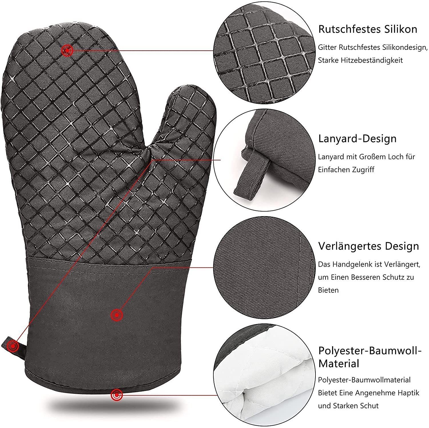 SRRINM Topflappen Ofenhandschuhe und Topfhalter 6teiliges Set, (6-tlg)