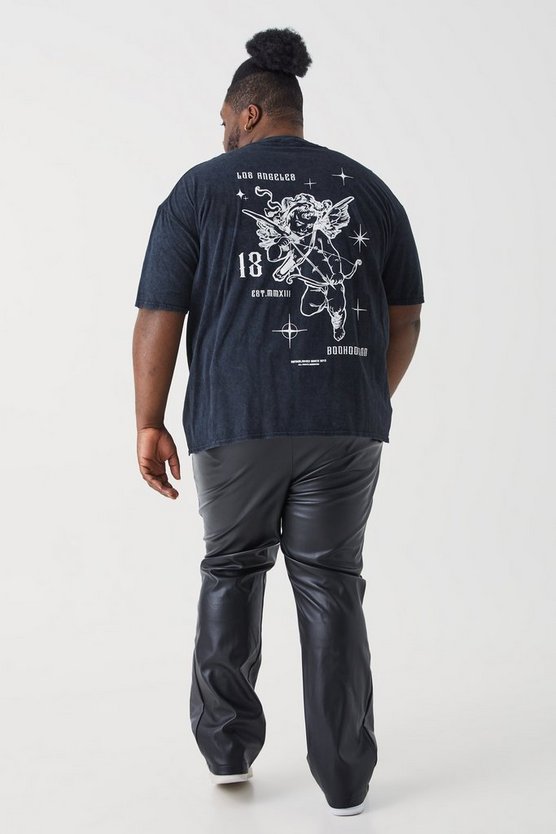 Plus Slim-Fit PU-Schlaghose