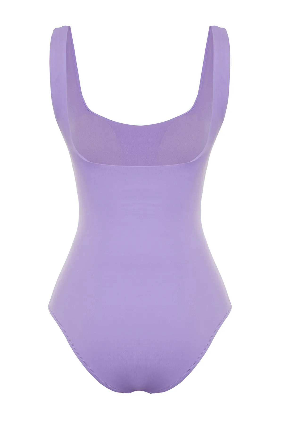Trendyol Collection  Lilafarbener, normaler Badeanzug mit quadratischem Kragen TBESS22MA0005