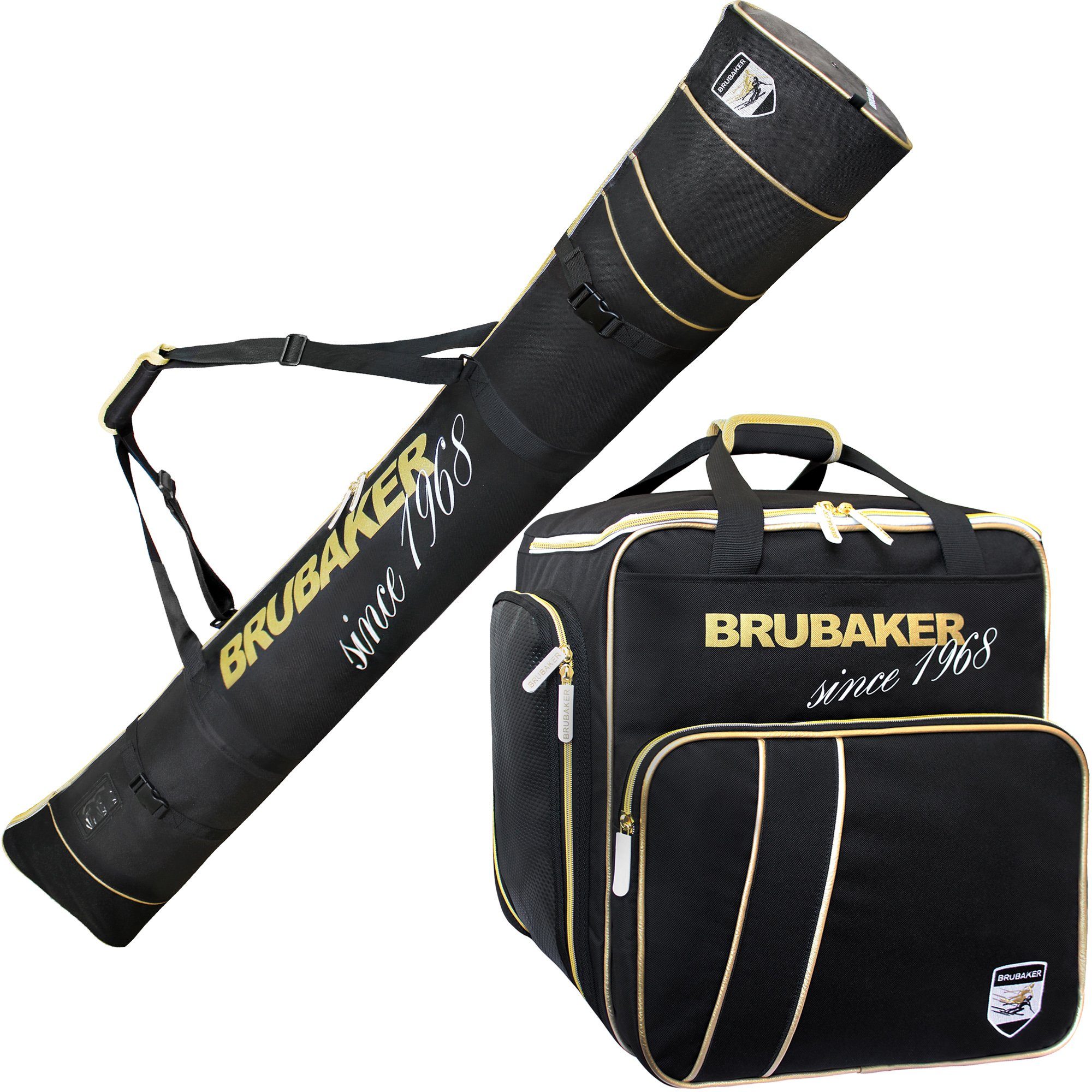 BRUBAKER Sporttasche Carver Grenoble Skitasche Kombi Set (2-tlg., reißfest und nässeabweisend), Skisack und Skischuhtasche für 1 Paar Ski